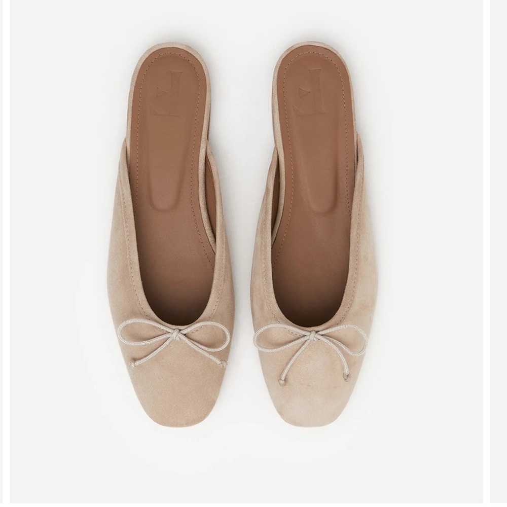 Flattered Tan Flats with Bow Detail